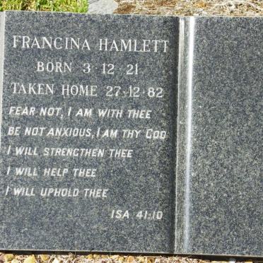 HAMLETT Francina 1921-1982
