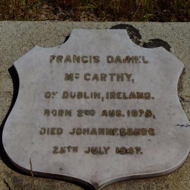 McCARTHY Francis Daniel 1875-1947