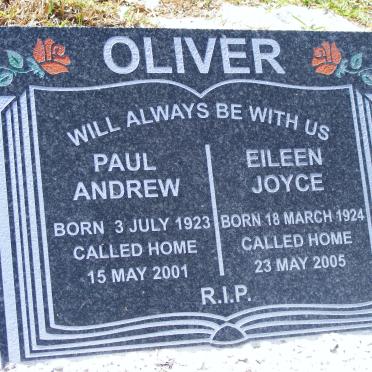 OLIVER Paul Andrew 1923-2001 &amp; Eileen Joyce 1924-2005