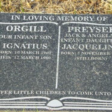 ORGILL Ignatius 1960-1960 :: PREYSER Jacqueline 1968-1968