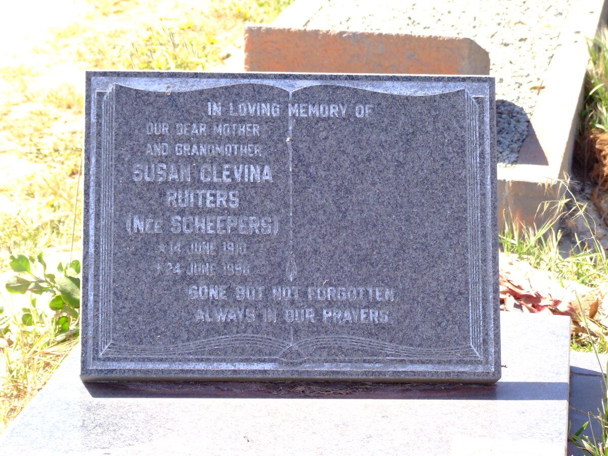 RUITERS Susan Clevina nee SCHEEPERS 1910-1998