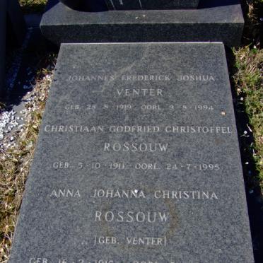 ROSSOUW Christiaan Godfried Christoffel 1911-1995 &amp; Anna Johanna Christina VENTER 1915-1995