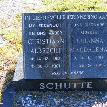 SCHUTTE Christiaan Albrecht 1912-1981 &amp; Johanna Magdalena 1914-1986
