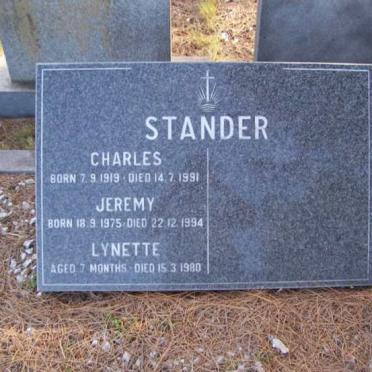 STANDER Charles 1919-1991 :: STANDER Jeremy 1975-1994 :: STANDER Lynette -1980