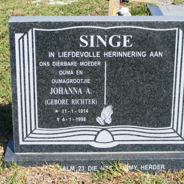 SINGE Johanna A. nee RICHTER 1914-1998