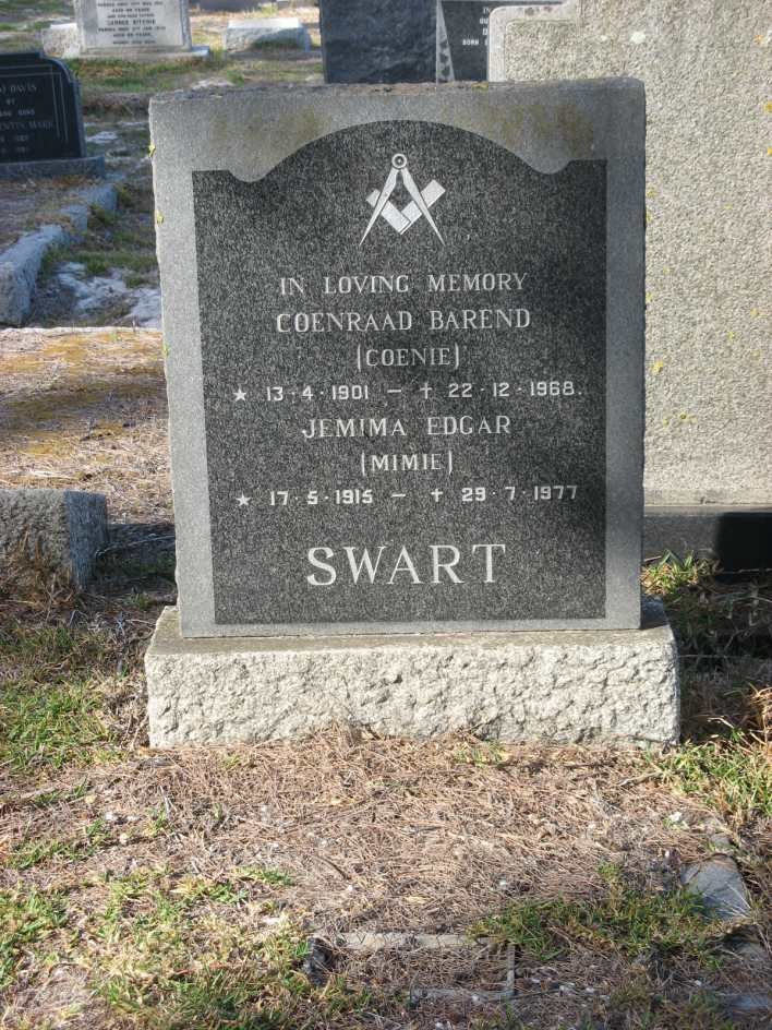 SWART Coenraad Barend 1901-1968 &amp; Jemima Edgar 1915-1977