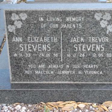STEVENS Jack Trevor 1924-1990 &amp; Ann Elizabeth 1933-1996