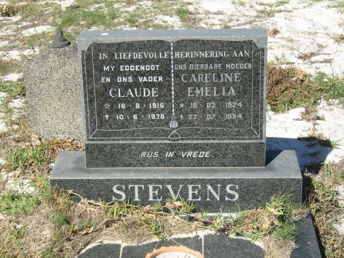 STEVENS Claude 1916-1978 &amp; Careline Emelia 1924-1994