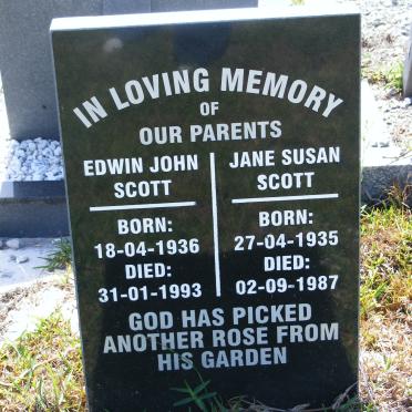 SCOTT Edwin John 1936-1993 &amp; Jane Susan 1935-1987