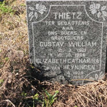 THIETZ Gustav William 1921-1984 &amp; Elizabeth Catharina VAN HEYNINGEN 1925-1993
