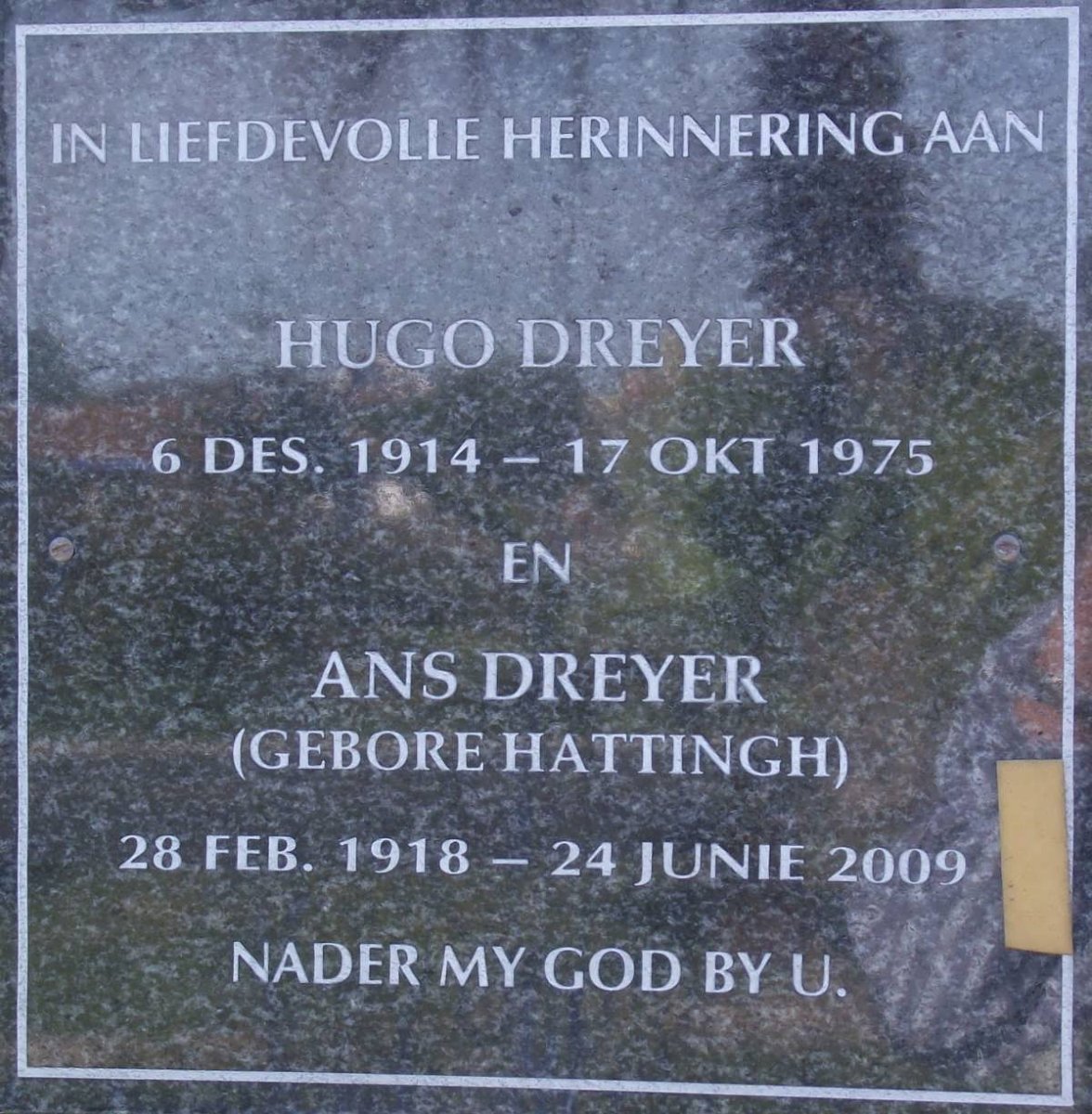 DREYER Hugo 1914-1975 &amp; Ans HATTINGH 1918-2009