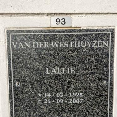 WESTHUYZEN Lallie, van der 1925-2007