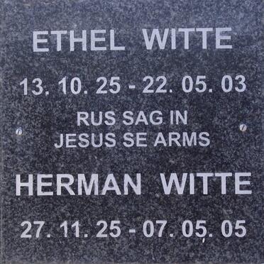 WITTE Herman 1925-2005 &amp; Ethel 1925-2003