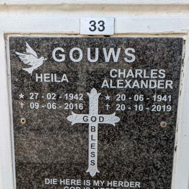 GOUWS Charles Alexander 1941-2019 &amp; Heila 1942-2016