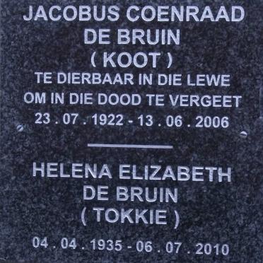 BRUIN Jacobus Coenraad, de 1922-2006 &amp; Helena Elizabeth 1935-2010