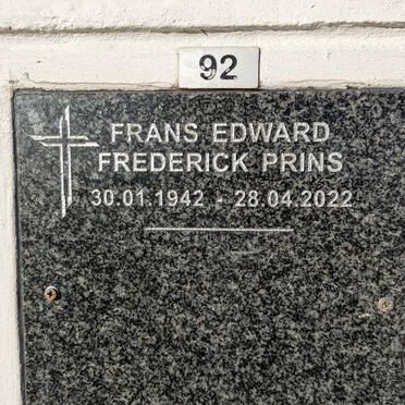 PRINS Frans Edward Frederick 1942-2022