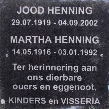 HENNING Jood 1919-2002 &amp; Martha 1916-1992
