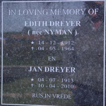 DREYER Jan 1913-2010 &amp; Edith NYMAN 1912-1964