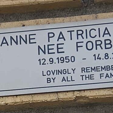 MYERS Anne Paticia nee FORBES 1950-2002