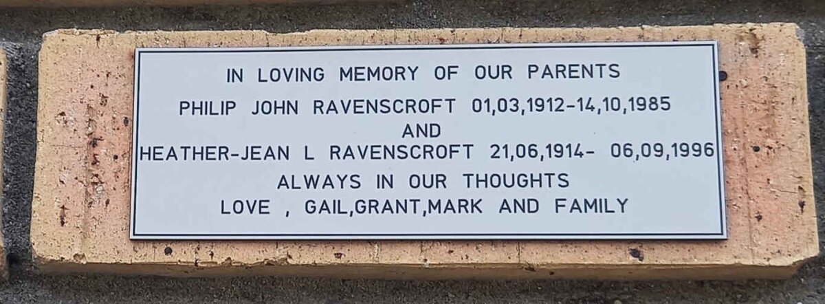 RAVENSCROFT Philip John 1912-1985 &amp; Heather-Jean 1914-1996