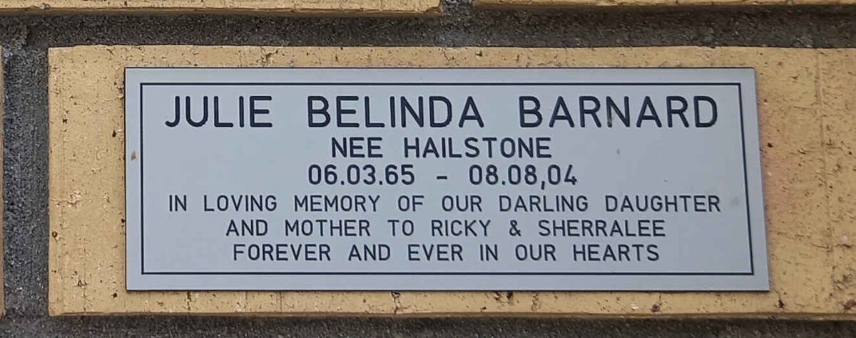 BARNARD Julie Belinda nee HAILSTONE 1965-2004