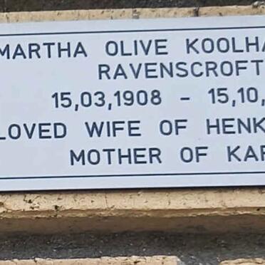 KOOLHAAS Martha Olive nee RAVENSCROFT 1908-1996