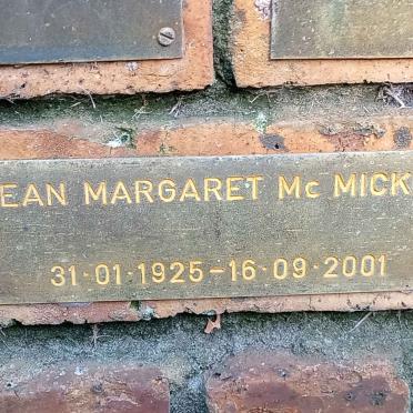 McMICKEN Jean Margaret 1925-2001