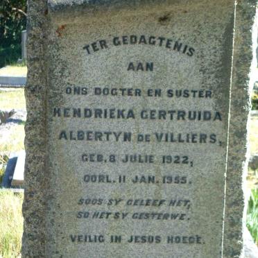 VILLIERS Hendrieka Gertruida Albertyn, de  1922-1955