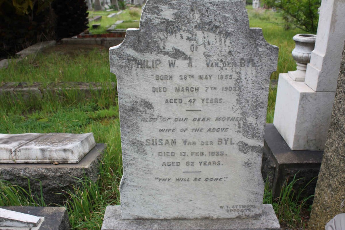 BYL Philip W.A., Van der 1855-1902 &amp; Susan -1933