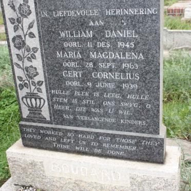BOUGARD William Daniel -1945 :: BOUGARD Maria Magdalena -1963 :: BOUGARD Gert Cornelius -1939