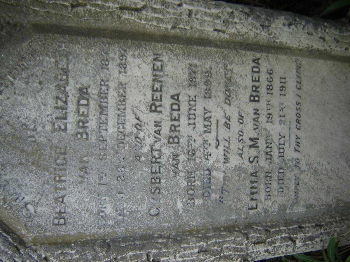 BREDA Beatrice, van 1873-1897 :: VAN BREDA Gysbert van Reenen 1871-1899 :: VAN BREDA Emma S.M. 1866-1911
