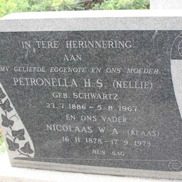 BOIS Nicolaas W.A., du 1878-1973 &amp; Petronella H.S. SCHWARTZ 1886-1967