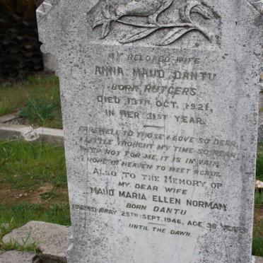 DANTU Anna Maud nee RUTGERS  -1921 :: NORMAN Maud Maria Ellen nee DANTU -1946