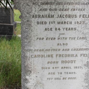 FELIX Abraham Jacobus -1925 &amp; Caroline Fredrika ROODT -1933