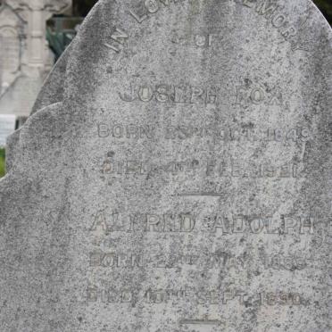 FOX Johanna Josina 1881-1895 :: FOX Rose nee CHOMBE 1857-192? :: FOX Joseph 1849-1921 ::  FOX Alfred Adolph 1889-1890