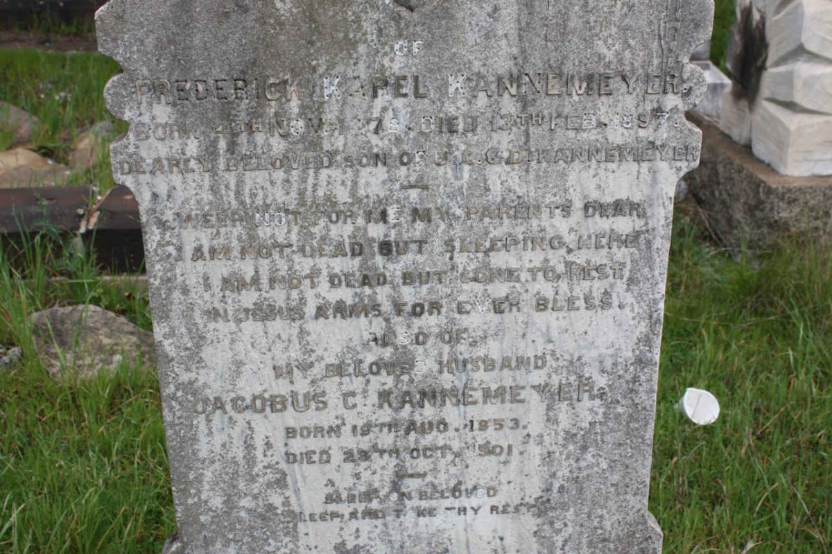 KANNEMEYER Jacobus C. 1853-1901 :: KANNEMEYER Frederick Karel 1878-1897