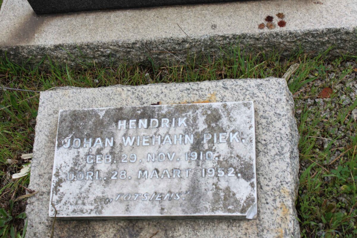 PIEK Hendrik Johan Wiehahn 1910-1952