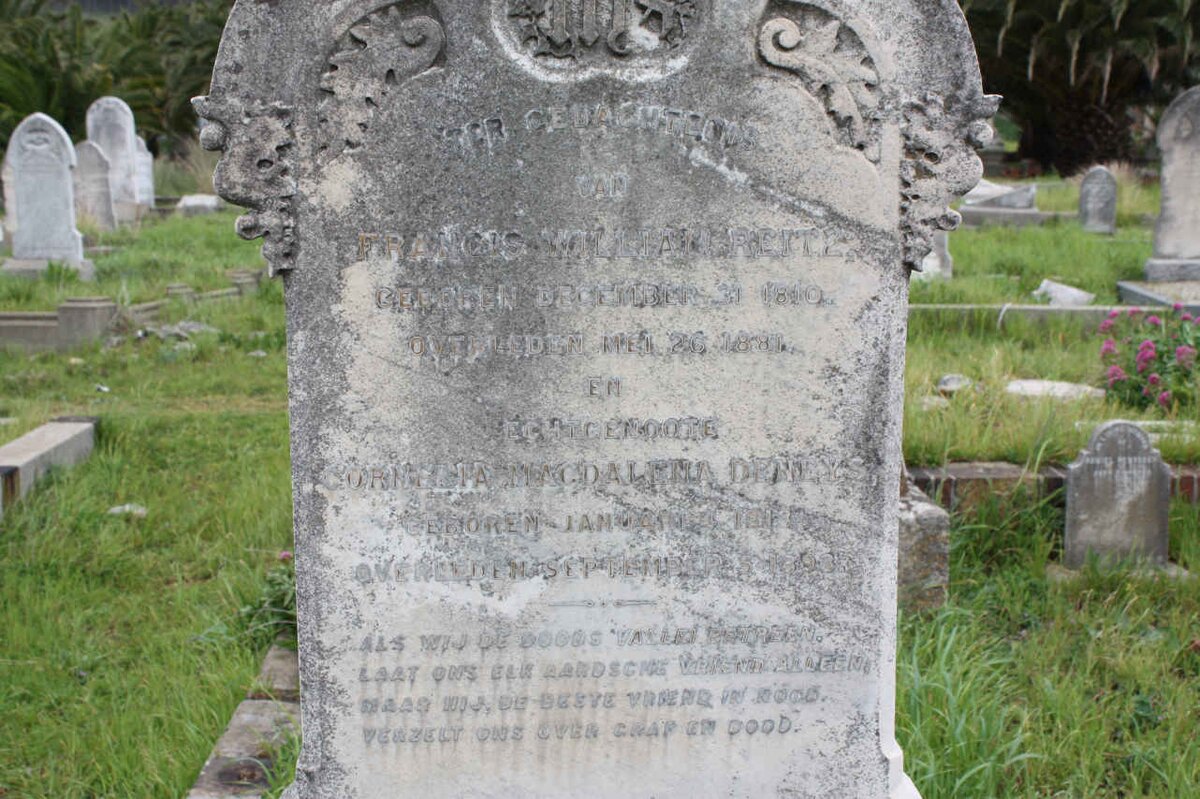 REITZ Francis William 1810-1881 &amp; Cornelia Magdalena Deneys 1818-1893