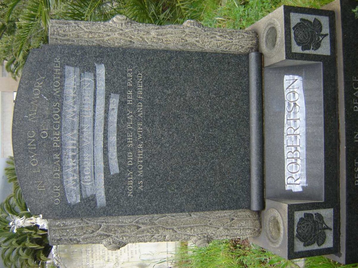 ROBERTSON Martha Maria nee VAN EEDEN -1958