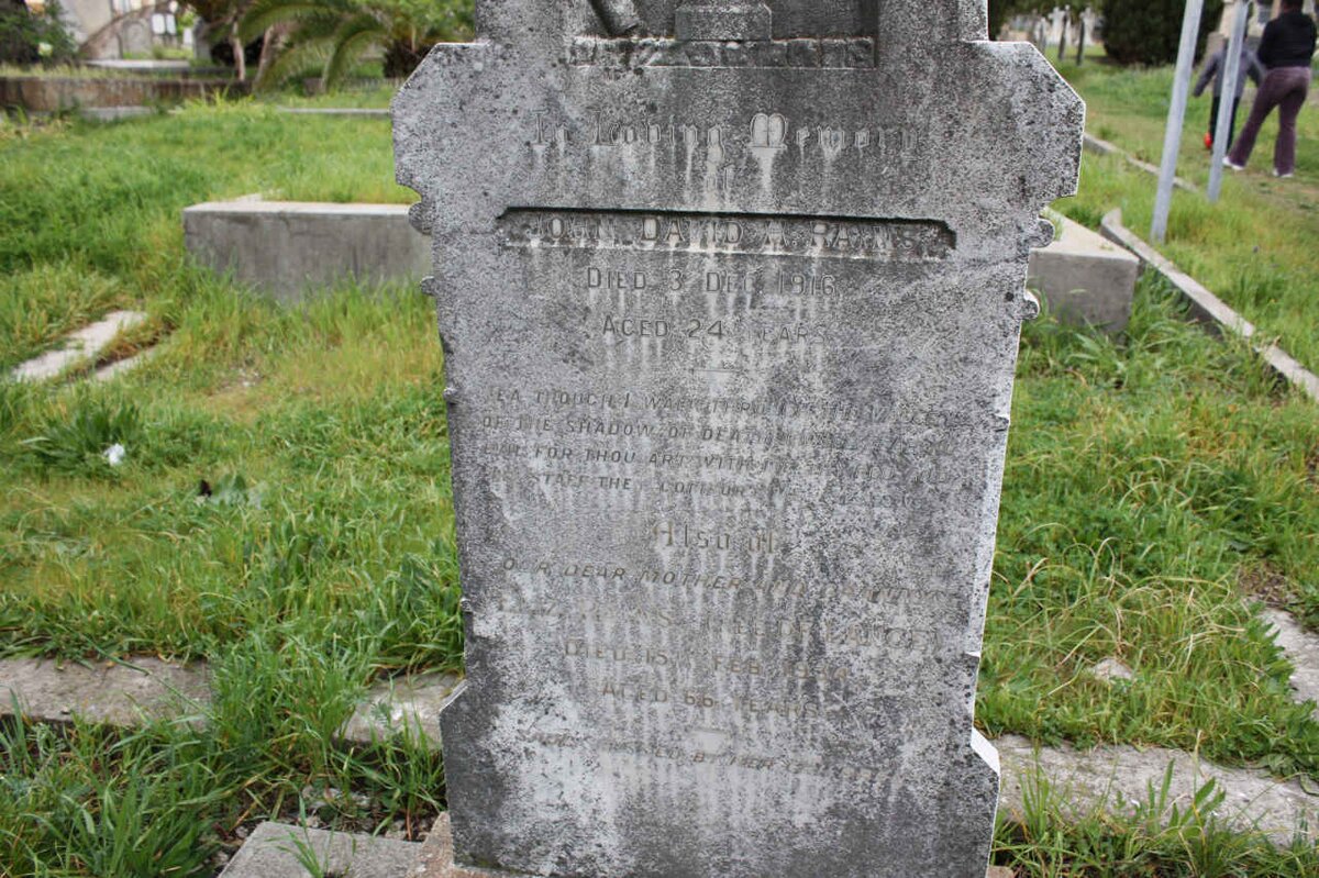 RAINS John David -1916 :: RAINS Eliza nee DE LANGE  -1934