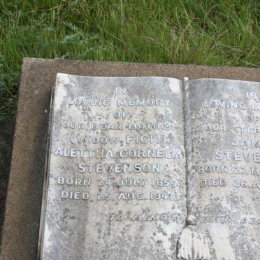 STEVENSON James 1862-1948 &amp; Alettha Cornelia formerly FICK 1854-1941