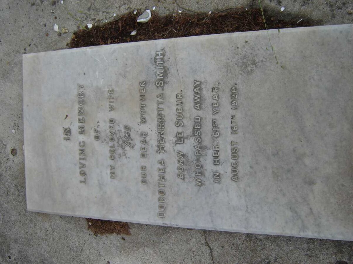 SMITH Dorothea Henrietta nee LE SUEUR -1920