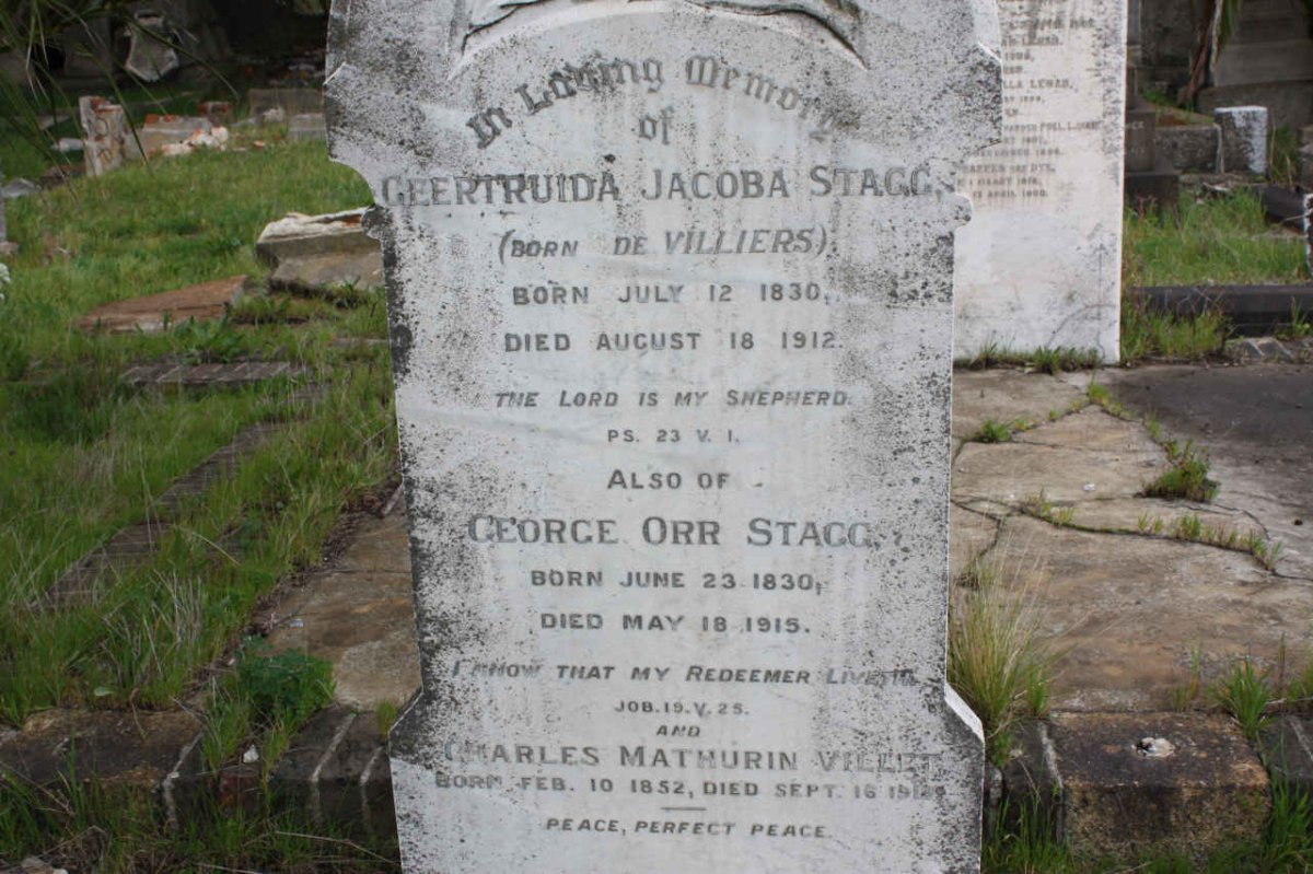 STAGG George Orr 1830-1915 &amp; Geertruida Jacoba DE VILLIERS 1830-1912 :: VILLET Charles Mathurin 1852-1919