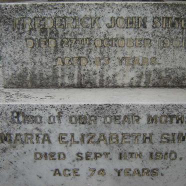 SIMON Frederick John -1901 &amp; Maria Elizabeth -1910