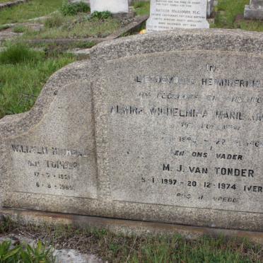 TONDER M.J., van 1897-1974 &amp; Alwine Wilhelmina Marie 1895-1963 :: VAN TONDER Wilhelm Micheal 1921-1965
