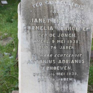 VERHOEVEN Antonius Adrianus -1938 &amp; Janet Emerentia Cornelia  de JONGH -1938