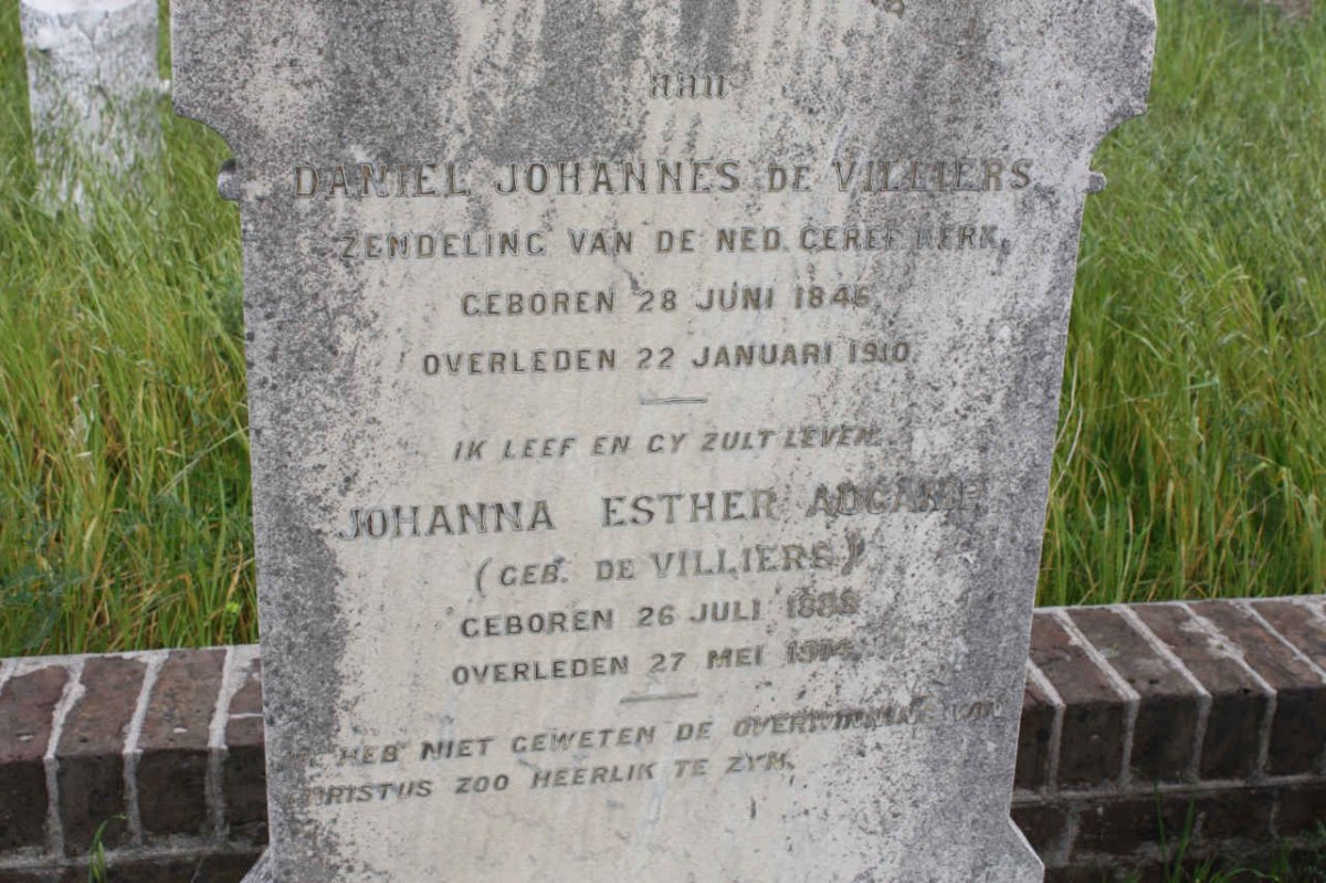 VILLIERS Daniel Johannes, de 1846-1910 :: AUCAMP Johanna Esther nee DE VILLIERS 18??-1914