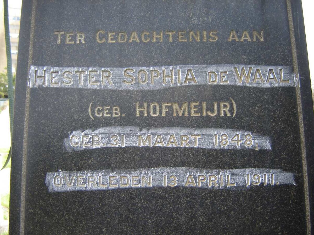 WAAL Hester Sophia, de nee HOFMEIJR 1848-1911