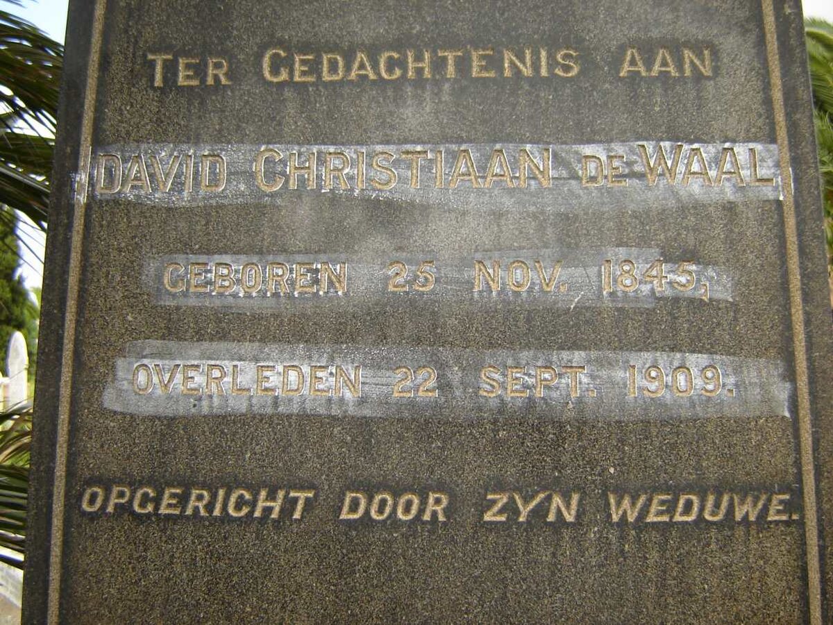 WAAL David Christiaan, de 1845-1909