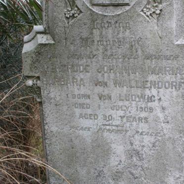 WALLENDORFF Gertrude Johanna Maria Barbara, von nee von LUDWIG -1909